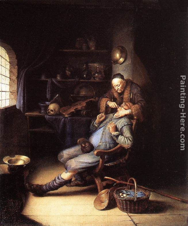 The Extraction of Tooth painting - Gerrit Dou The Extraction of Tooth art painting